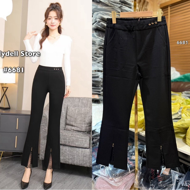 6681  กางเกงขาม้าผ่าปลายขาด้านหน้า