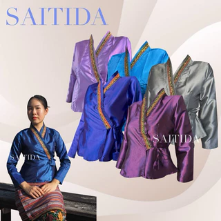เสื้อไทเขินผ้าไหมแก้ว หลากหลายสี เสื้อมีไซส์ 34-48