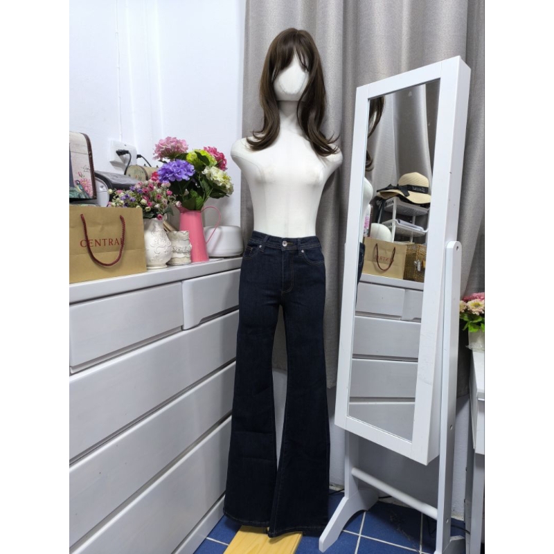 กางเกงเอวสูงขาม้า แบรนด์ Only สียีนส์เข้ม