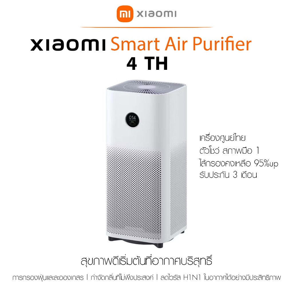 (พร้อมส่ง)เครื่องฟอกอากาศ Xiaomi Smart Air Purifier 4 TH ศูนย์ไทย ตัวโชว์ เทียบเท่ามือ 1