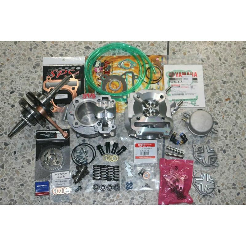 ชุด 59ชัก5 4วาล์ว มีโอ ฟีโน่ นูโวเก่า เสื้อฝา+ข้อเหวี่ยงแต่งชัก5  ฝา4วาวเซ็ทหลังวาว พอทcnc เฟืองบิดแ