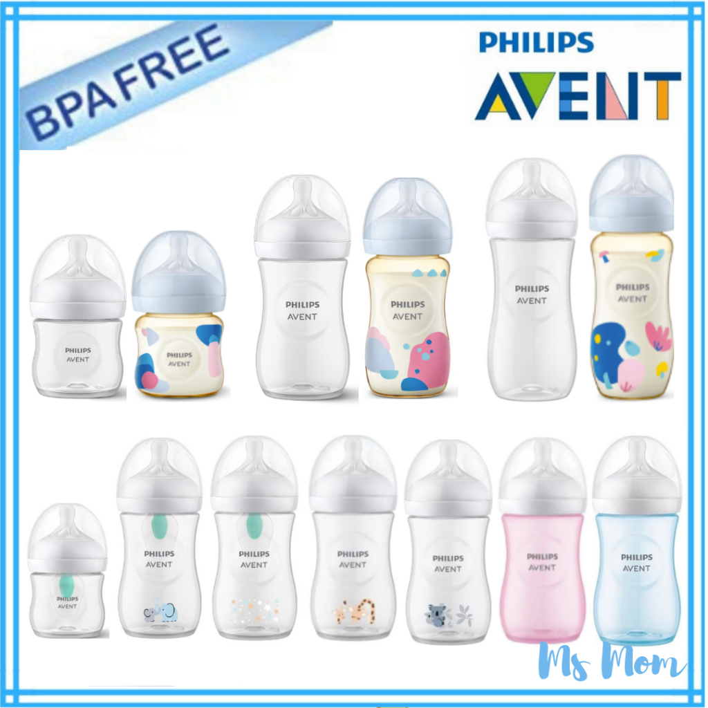 [แพคคู่ฟรีหูจับขวด] แบรนด์แท้ ขวดนม Philips Avent Natural 4, 9, 11 ออนซ์