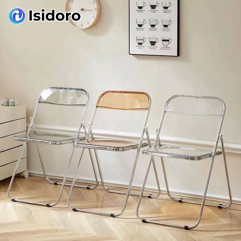 lsidoro โต๊ะและเก้าอี้อคิลิคใส สวยงาม พับเก็บง่าย ใช้ได้ทั้งระเบียง และห้องนอน ของใช้ในบ้าน