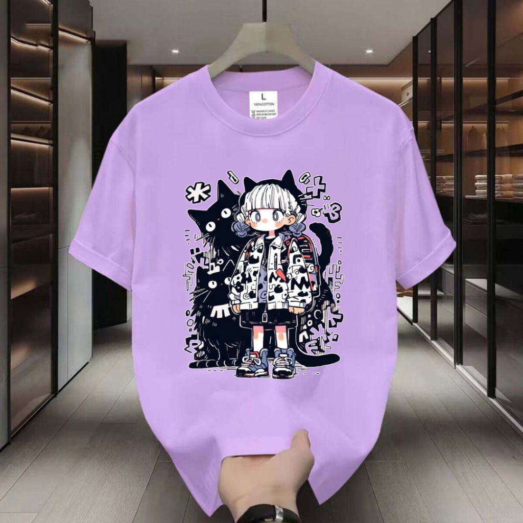 เสื้อยืดแขนสั้น คอกลม แต่งสกรีนลายการ์ตูนเท่ๆ สีพื้น ดีเทลเนื้อผ้าดีใส่สบาย แฟชั่นซัมเมอร์ แฟชั่นยอดนิยม