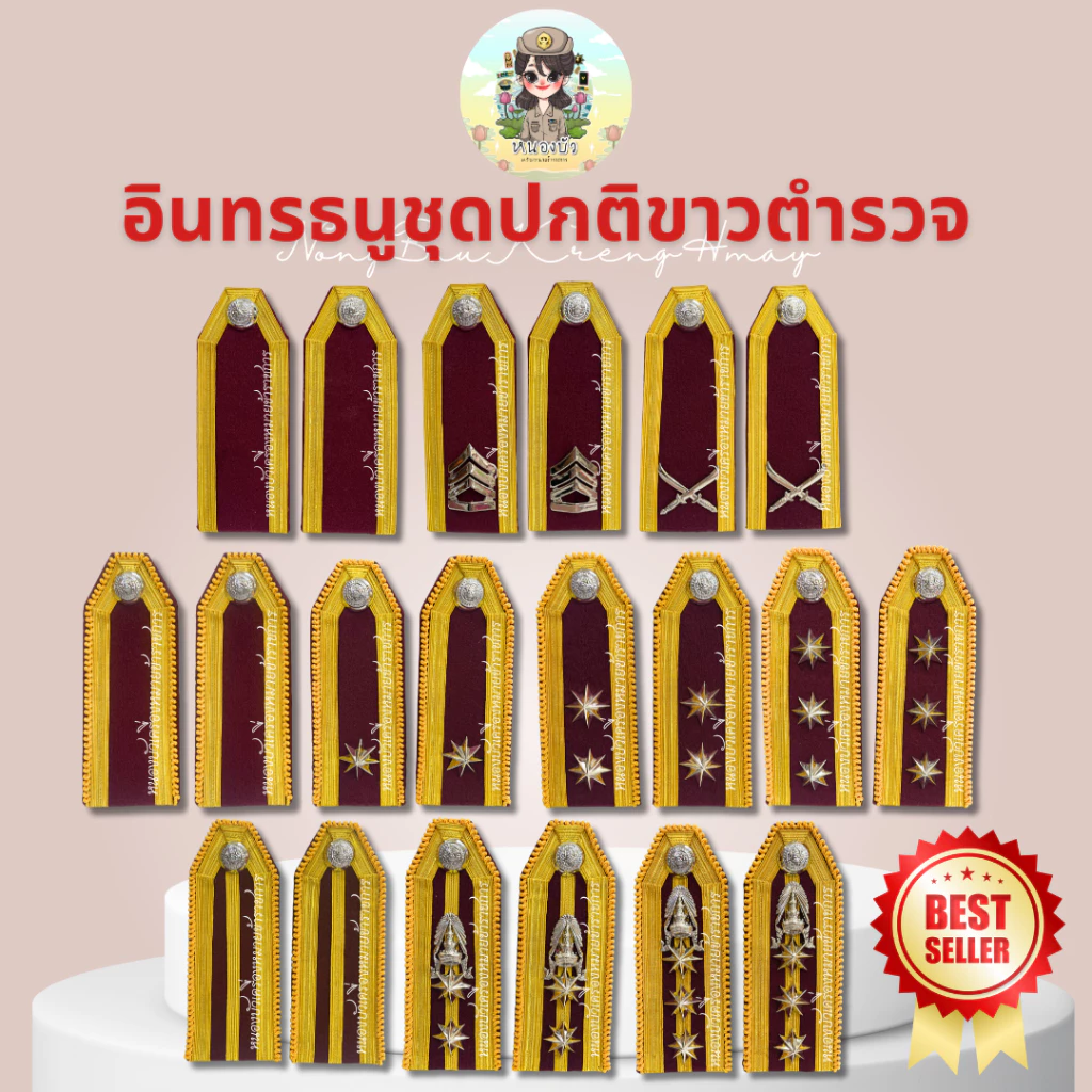อินธนู กระดานบ่าขาว ตำรวจ นายร้อย-นายพัน