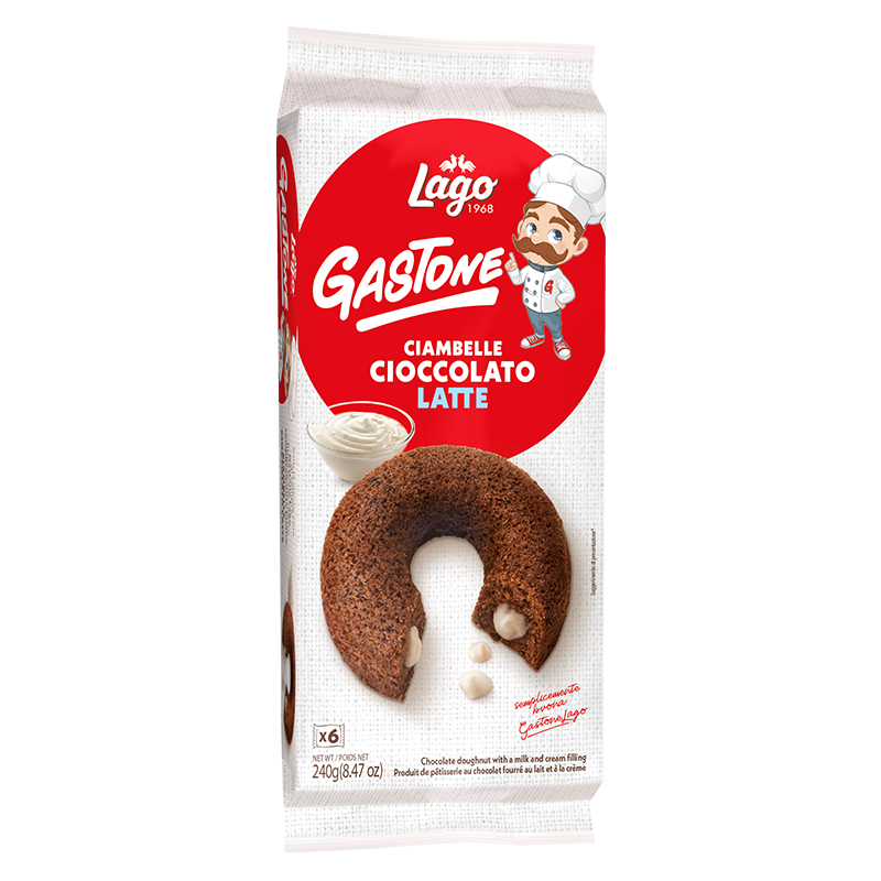 Lago Chocolate Cream Donut x6 180g ลาโก้โดนัทช็อกโกแลต สอดใส้ครีมเต็มคำ บรรจุ 6 ชิ้น ขนาด 180 กรัม