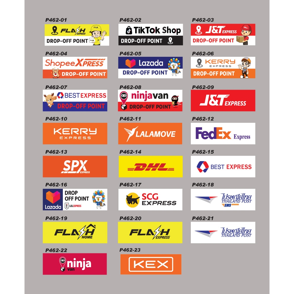 P462 สติ๊กเกอร์ขนส่ง SPX EMS Flash KEX DHL BEST J&T NINJAVAN SCG makesend สติ๊กเกอร์ Logistics