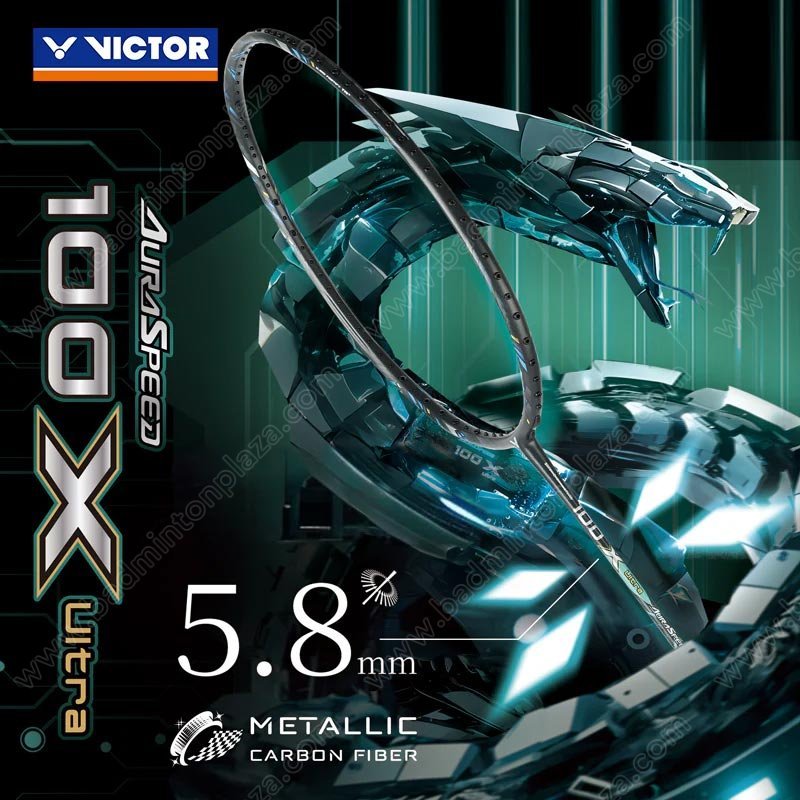 【 ของแท้ 💯% 】ไม้แบดมินตันวิคเตอร์ AURASPEED 100X Ultra 5.8 Metallic Green แถมเอ็น! VBS (ARS-100X-ULT