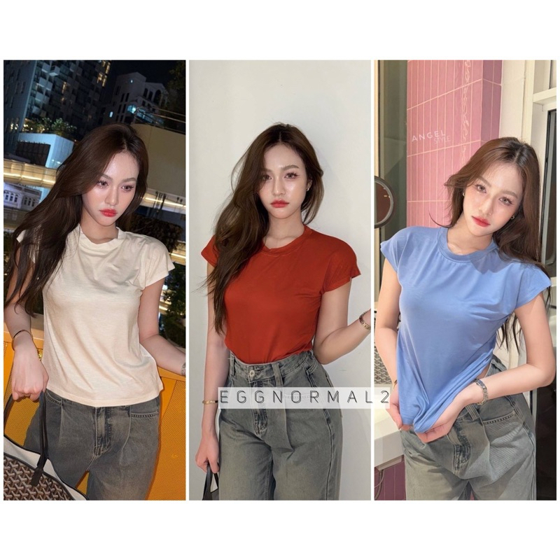 ANGEL STYLE ❤️ T226 เสื้อยืดคอกลมแขนเต่อ ผ้าเลย่อนสล๊าฟนำเข้า