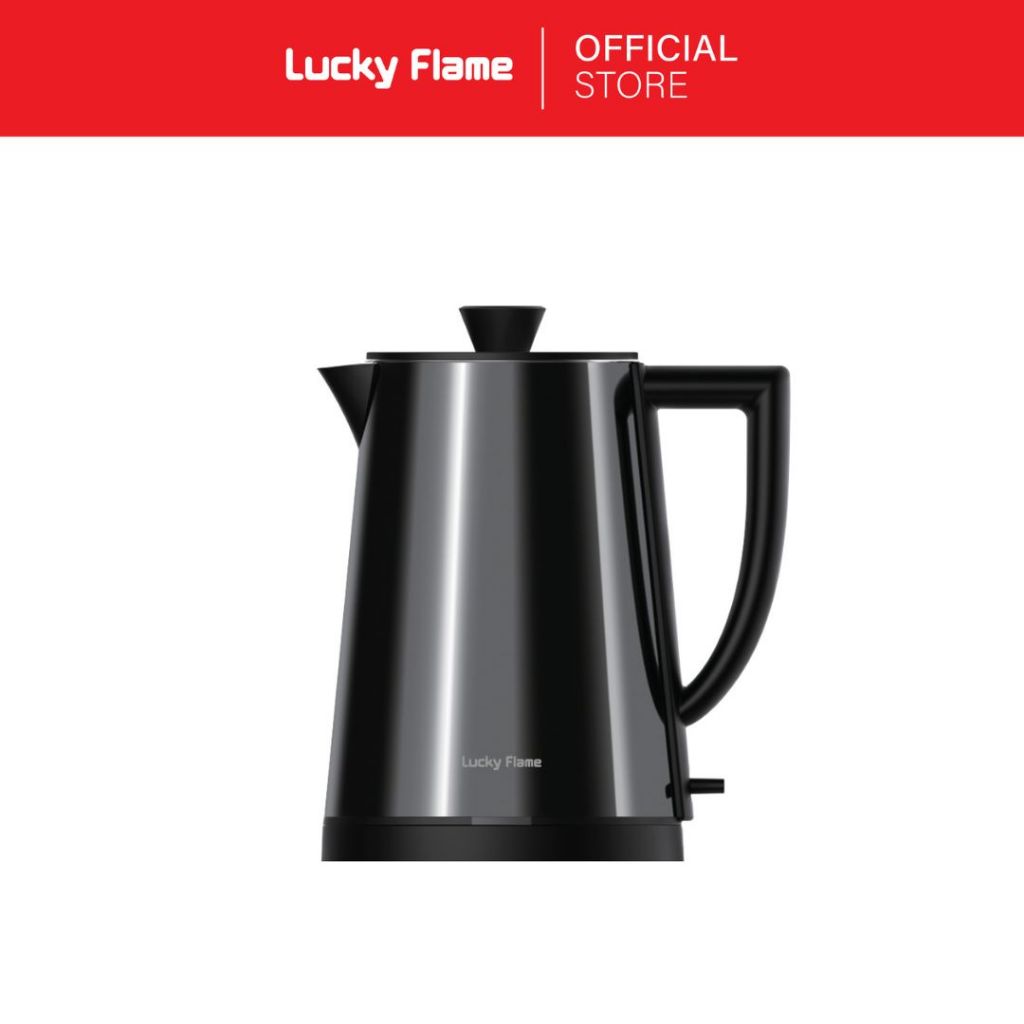 Lucky Flame กาต้มน้ำไฟฟ้าสแตนเลสสีดำ รุ่น LEK-1210MB1 ความจุ1.2ลิตร รับประกันฮีตเตอร์ 5 ปี