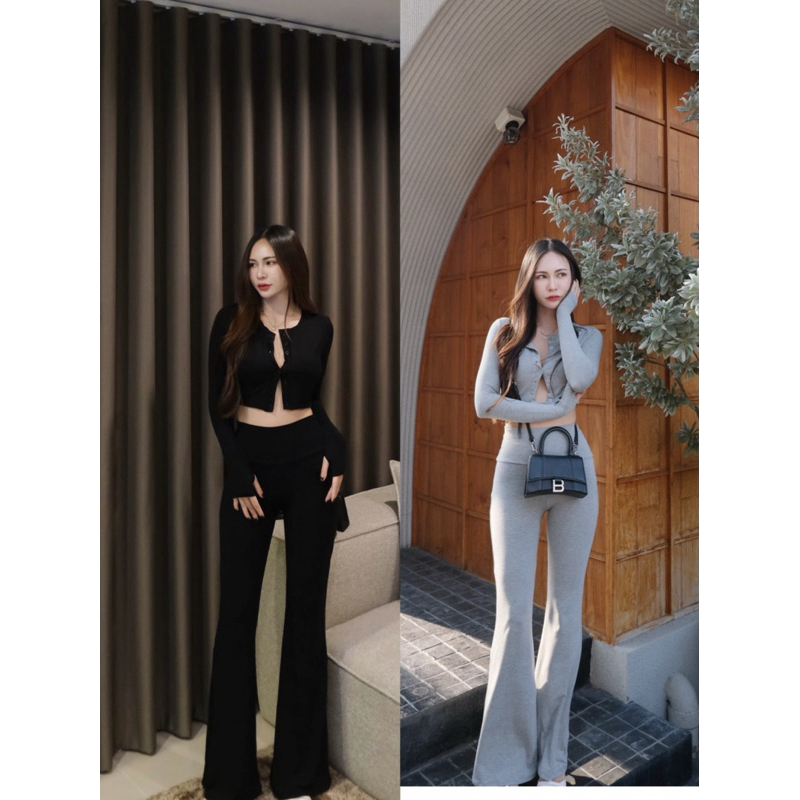 019…ชุดเซ็ตเสื้อกระดุมแขนยาว+กางเกงขาม้า