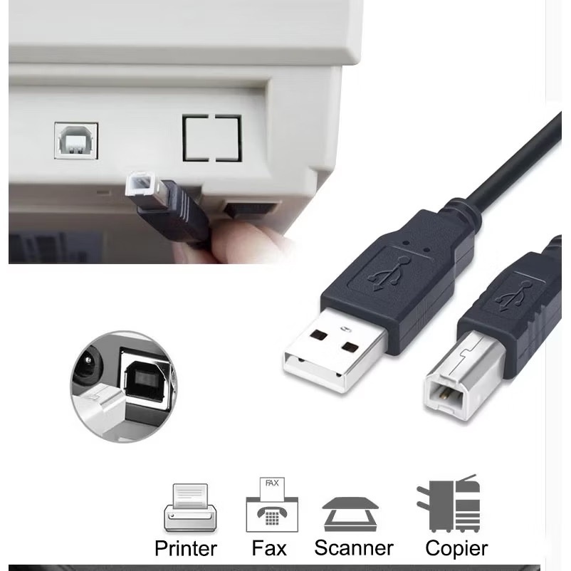 สายเครื่องปริ้น USB Printer 1 เมตร สี่เหลี่ยมพอร์ต AB ของแท้