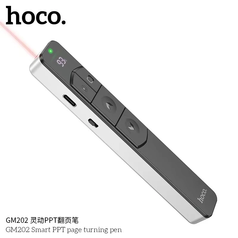 HOCO GM202 เลเซอร์พอยเตอร์ ควบคุมสไลด์ เปลี่ยนหน้า เพิ่ม-ลดเสียง Hyperlink นำเสนอ PPT พรีเซนต์งาน