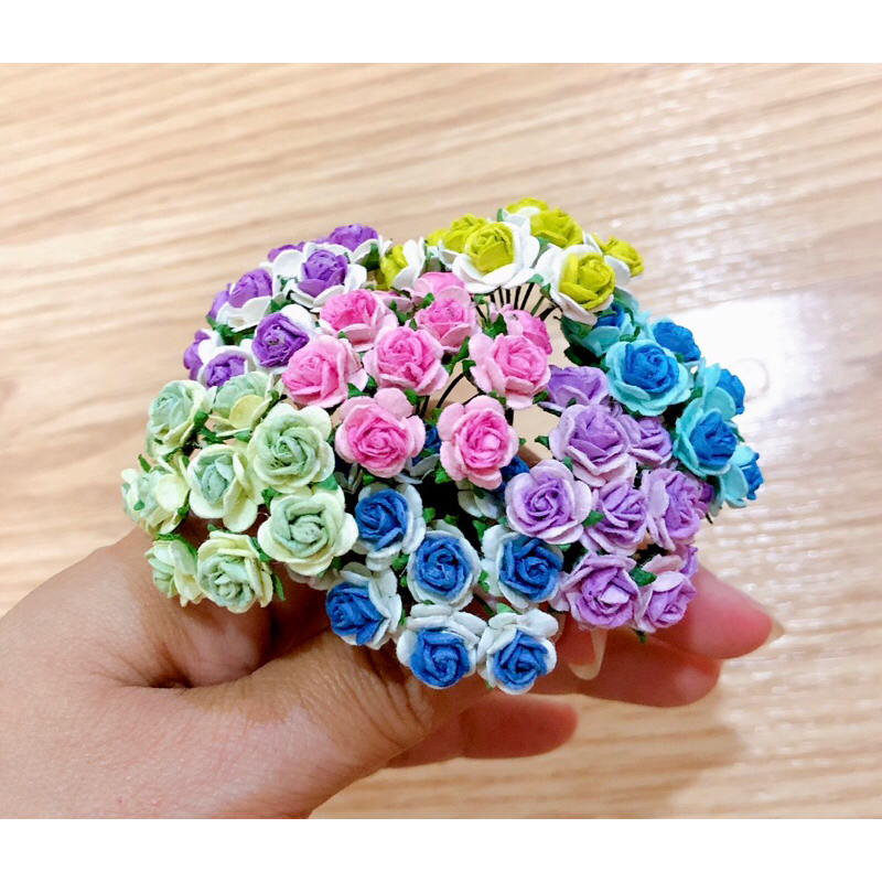ดอกไม้กระดาษสาจิ๋วขนาดดอก 10 mm. (1 ชุด 10 ดอก)
