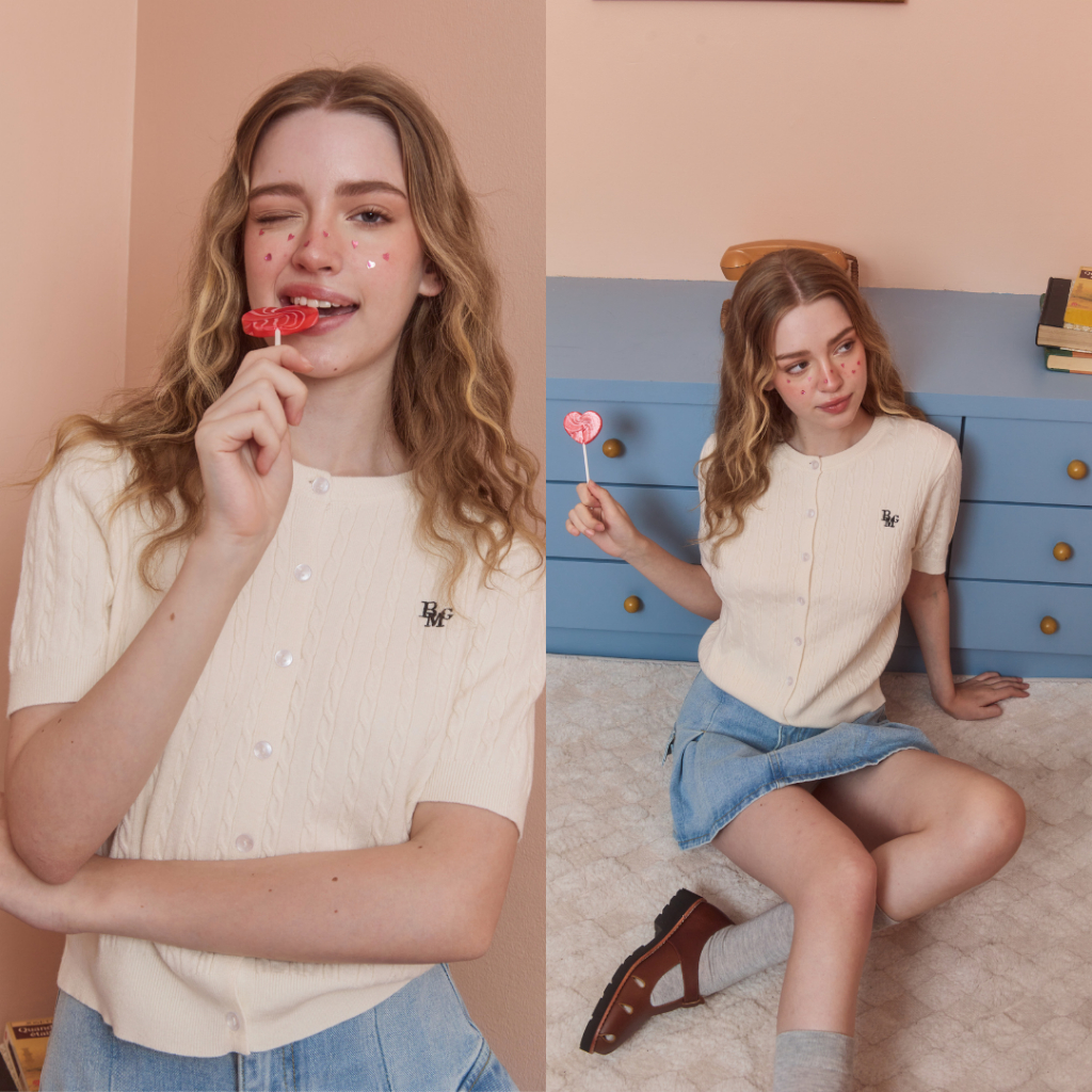 (พร้อมส่ง)Bemingtop738(S-L) - Softie Knit Top เสื้อ คอกลม - 4