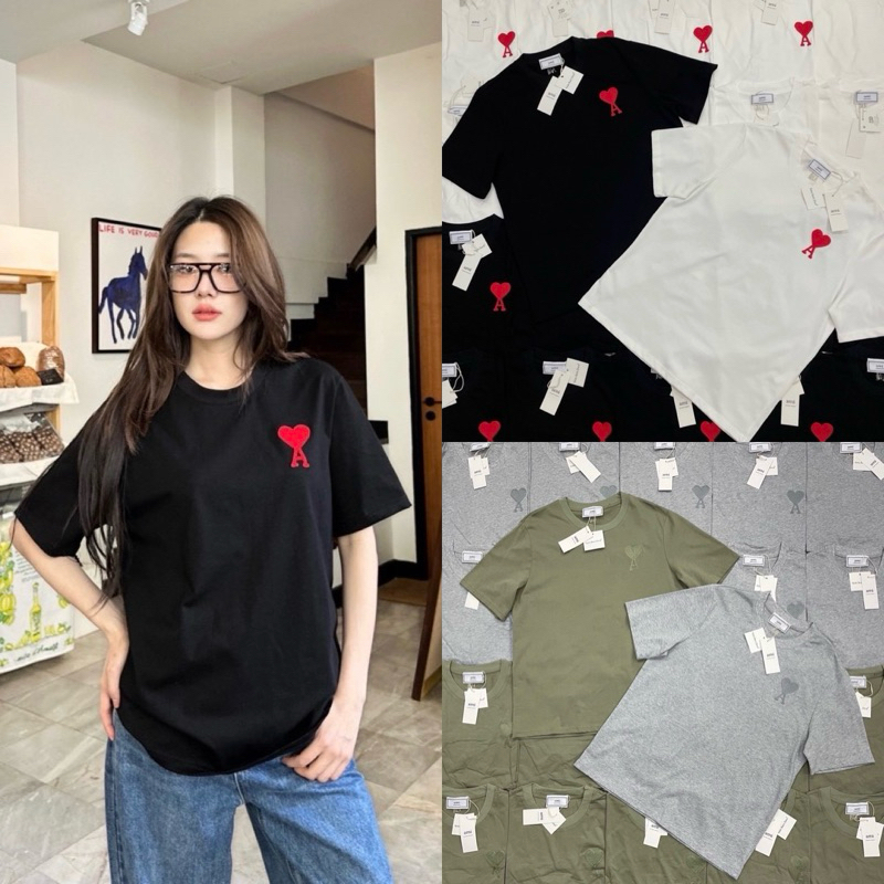 AM T-shirts เสื้อยืดแขนสั้น รุ่นนี้น่ารักมากๆค่าา ดีเทลงานปักโลโก้แบรนด์ ทรงสวย