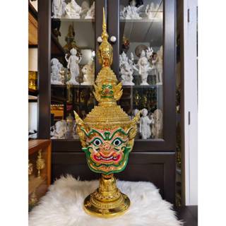 หัวโขน ทศกัณฐ์ หน้าทอง ขนาดสวมหัว งานกระดาษ (ไม่ใช่งานหล่อเร…