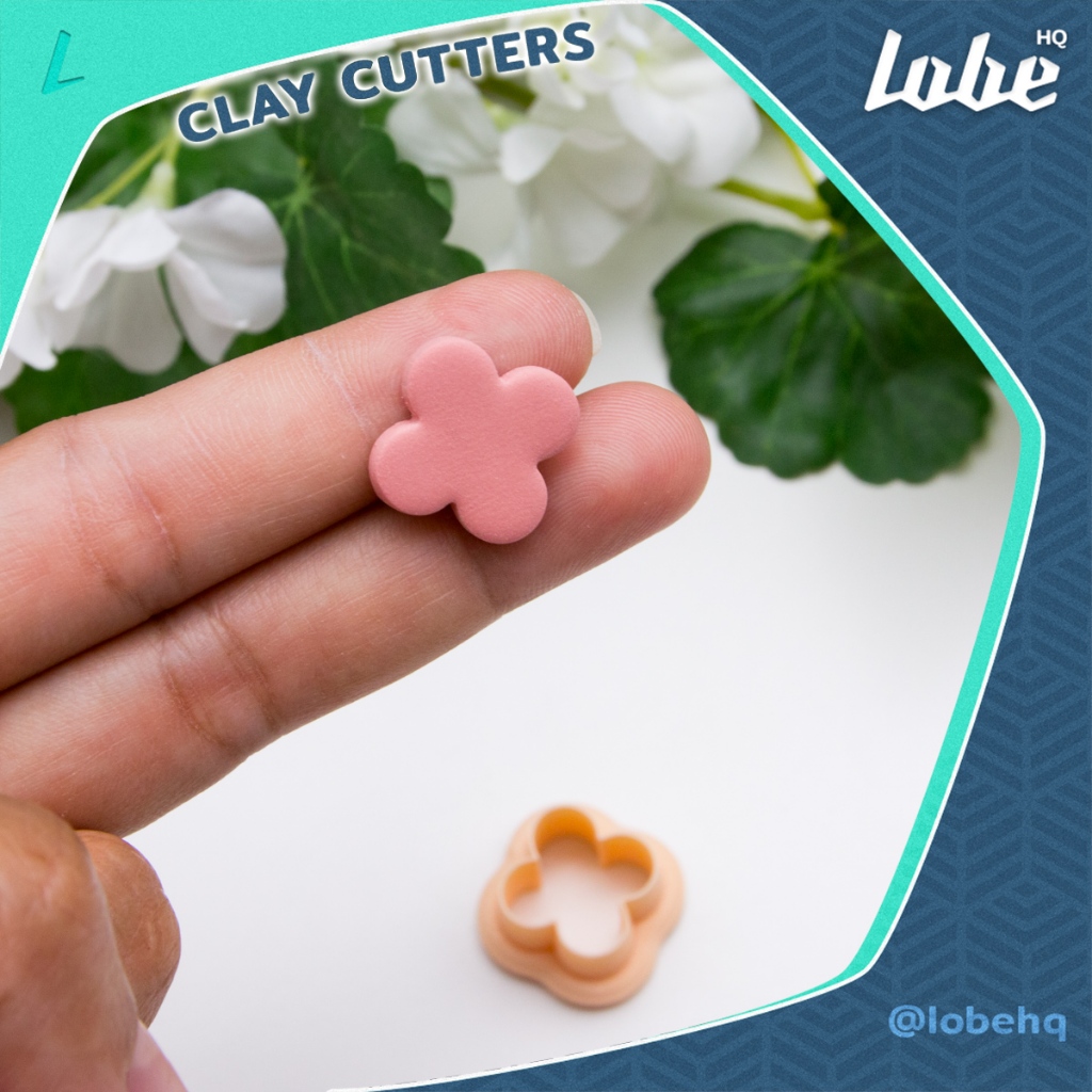 พิมพ์กดดินโพลิเมอร์รูปทรงใบโคลเวอร์/ Clover Leaf Quatrefoil Shape E Polymer Clay Cutter/ Clay Mold Tools
