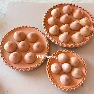 กระทะหลุม กระทะขนมครก กระทะขนมครกดินเผา (ได้ทั้งกระทะหลุมและฝาปิด)