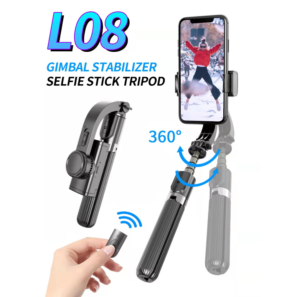 L08 Bluetooth Handheld Gimbal Stabilizer Mobile Phone Selfie Stick Holder Adjustable Selfie Stand Wi