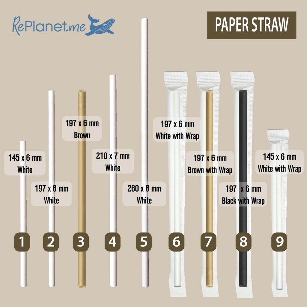 หลอดกระดาษคุณภาพสูง (100 หลอดต่อแพ็ค) || Paper Straws (100 pieces / pack)