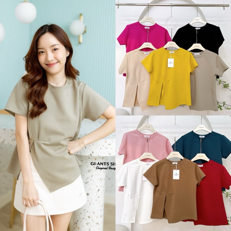 เสื้อคอกลม ดีเทลผ่าหน้า ผ้านาโนดีมากๆGi51 Gi-ant
