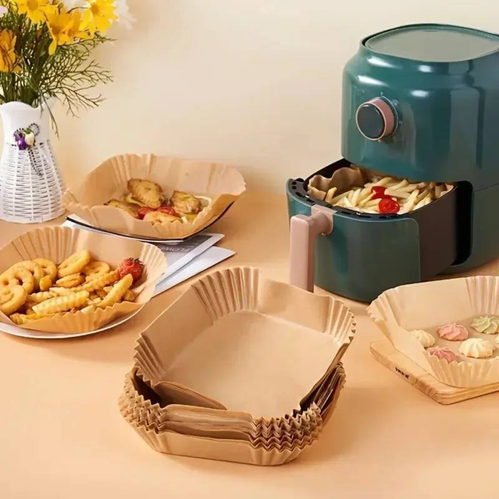 กระดาษรองหม้อทอด กระดาษรองอบ 50 ชิ้น สี่เหลี่ยม แบบใช้แล้วทิ้ง Air Fryer Paper ราคา ถูกที่สุด ดีลบีเคเค แกลเลอรีภาพที่ 2