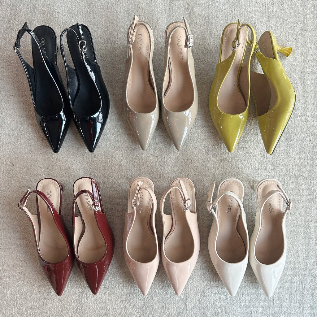 รองเท้ารัดส้น หนังเงา High Heels ส้นสูง 2นิ้ว รองเท้าKaimooksissy D620-10