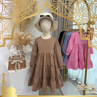 ⭐️Littlestar👧🏻เดรสกระโปรงยาว ชุดเดรสเด็กมุสลิม เด็กผู้หญิงอิสลาม กระโปรง3ชั้น ยาวพิเศษ GML0647 (2XL)