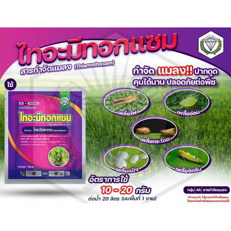 สารป้องกันกำจัดแมลงศัตรูพืช 👉🏻(ไทอะมีทอกแซม) 100กรัม