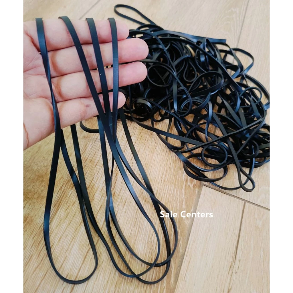 หนังยาง เส้นใหญ่ สีดำ (TM) วงใหญ่มาก หนา 0.4 cm x พับทบ 18-20 cm (50 กรัม) สำหรับรัดของ แข็งแรงมาก ทนทาน ยืดหยุ่นดี