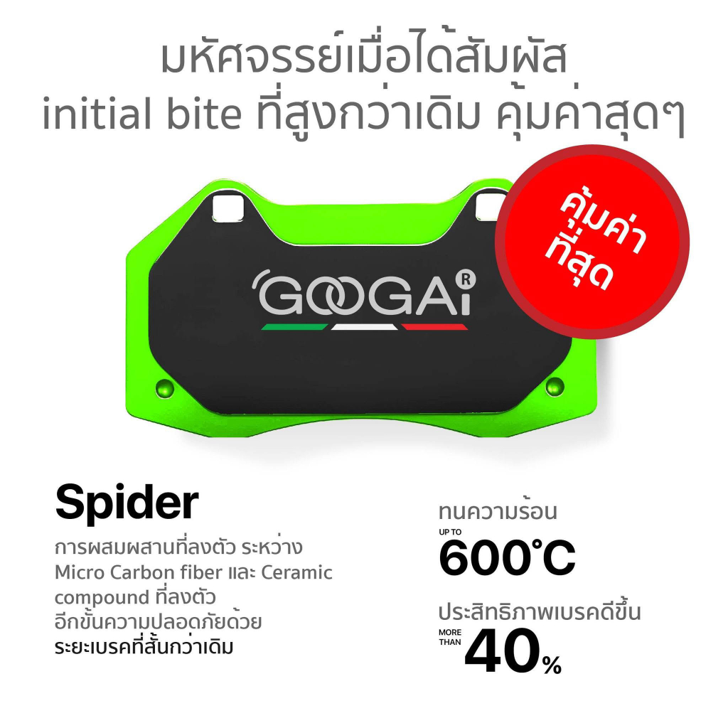 ผ้าเบรค Googai สำหรับปั๊มเบรค TOYOTA MIGHTY-X LN50 MIGHTY LN80- 85 TIGER D4D 2WD ปี 83-04 ( F )