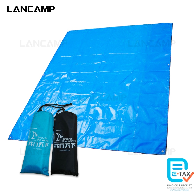 LANCAMP ผ้ารองเต้นท์ ผ้าปูนั่ง JS36 สีน้ำเงินและสีดำ มินิทาร์ป ใช้งานอเนกประสงค์