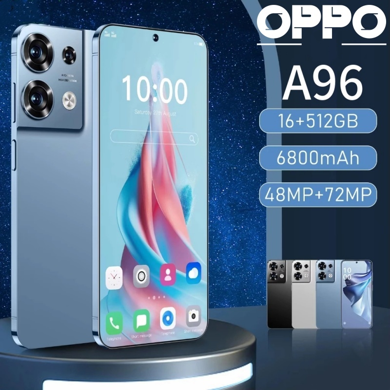โทรศัพท์ A96 5G แรม16GB รอม512GB รองรับ 2 ซิมการ์ด 6.8 inch หน้าจอเต็ม รองรับแอพธนาคาร รองรับการจดจําใบหน้า โทรศัพท์ถูกๆ