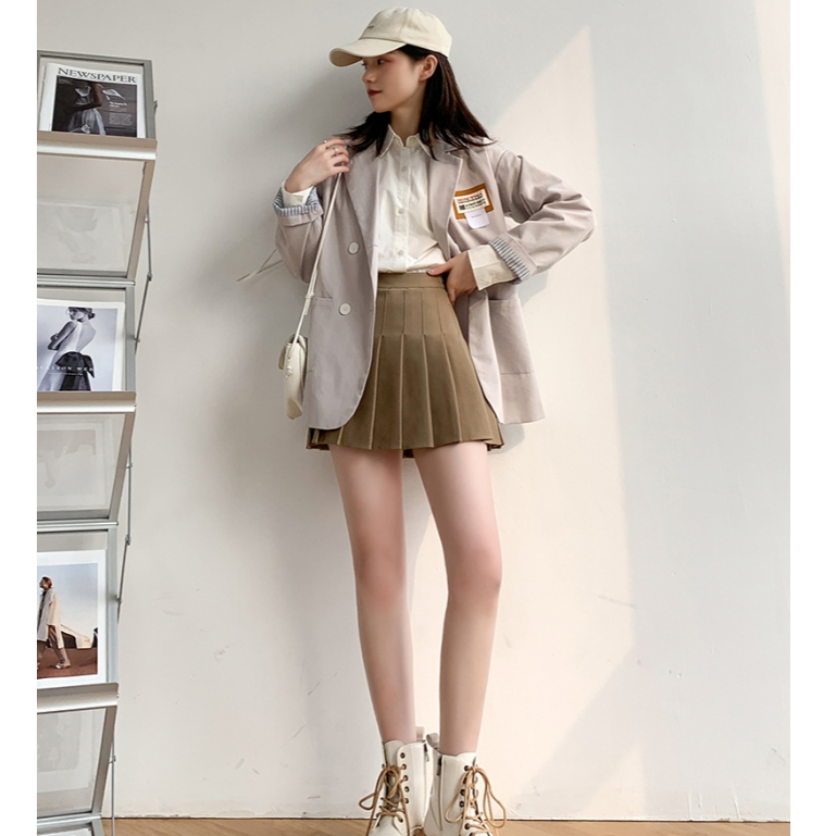 กระโปรงพรีท  กระโปรงเอวสูง มีทั้งหมด7สี เข้ากับทุกสไตส์ สไตล์เกาหลี สุดชิค #030022 - รูปที่ 7