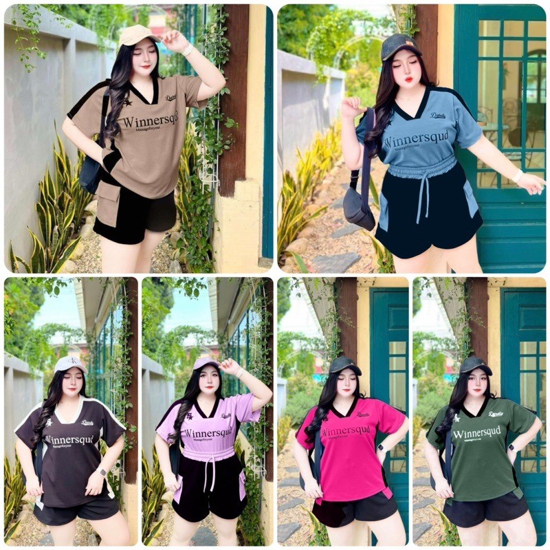 ชุดเซ็ท สาวอวบ winnersquad ทูโทนกางเกงขาสั้น
