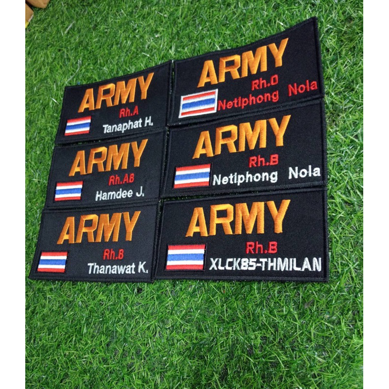 ป้าย ARMY + ชื่อย่อ +กรุ๊ปเลือด ติดเสื้อเกราะ ทักแชทแจ้งรายละเอียดไว้เลยค่ะ