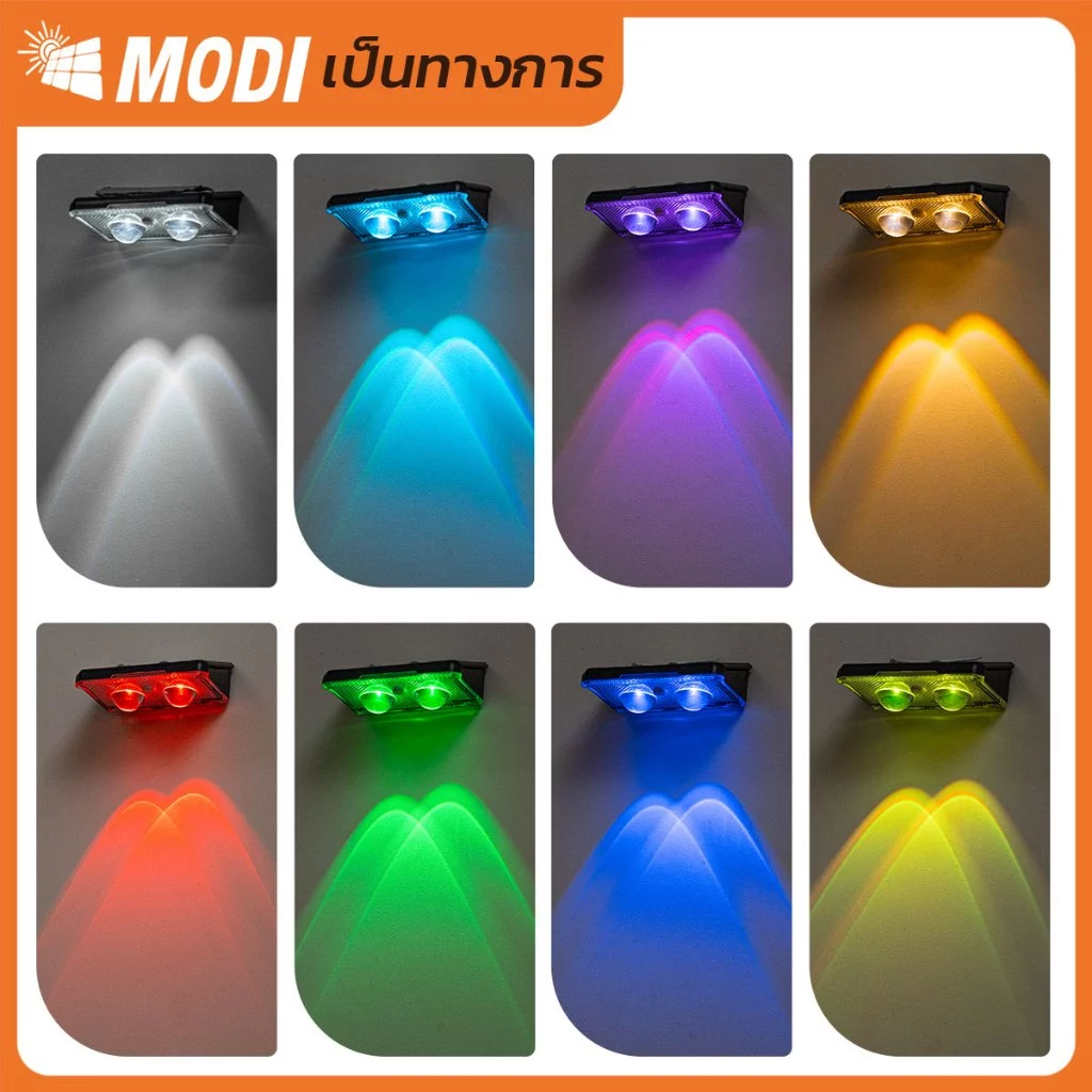 MODI โคมไฟติดผนังโซล่าเซลล์ RGB กันน้ำ IP65 thumbnail 8