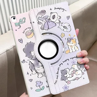 🌻24 ชั่วโมง🌻เคสป้องกัน iPad หมุนได้ 360°puppy&kitty เหมาะสำหรับรุ่น gen12 Air8 11 Air4/5/6/7 Gen11