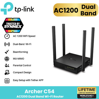 TP-Link ⚡️เร้าเตอร์ไวไฟ 5⚡️ Archer C54 AC1200 Dual Band Wi-Fi Router 4 เสาสัญญาณและ Beamforming เหมาะสตรีมวิดิโอ 4K