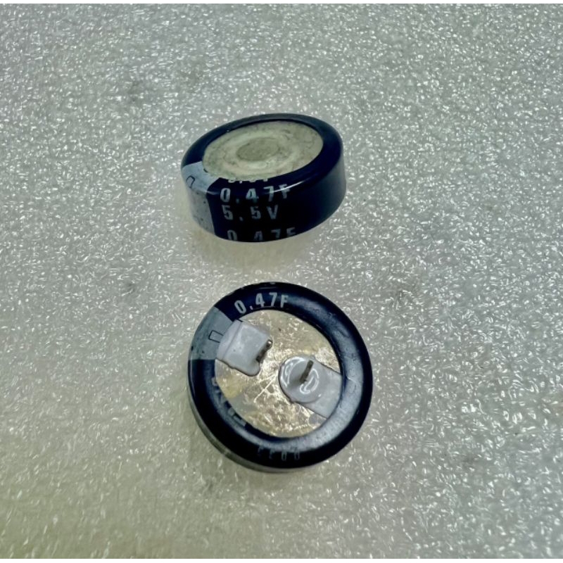 (1ชิ้น) 0.47F 5.5V SUPER CAPACITOR  ขาห่าง 5มิล ของดีของแท้ในไทยพร้อมส่ง ไซร์ 20x7mm.  0.47F 5.5V  0