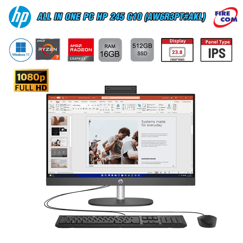 ออลอินวัน All in One PC HP 245 G10 (AW6R3PT#AKL)  ลงโปรแกรมพร้อมใช้งาน สามารถออกใบกำกับภาษีได้