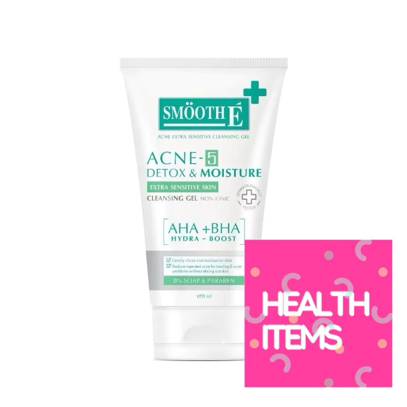((เจลล้างหน้าสิว)) Smooth E Acne-5 Detox & Moisture Extra Sensitive Cleansing Gel