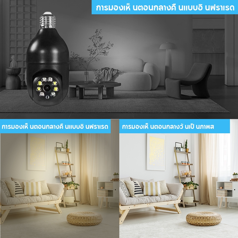 V380 Pro Q15 BULB PTZ กล้องติดตามอัตโนมัติไนท์วิชั่น 1080p กล้องวงจรปิดแบบไร้สาย IP กล้องรักษาความปลอดภัย