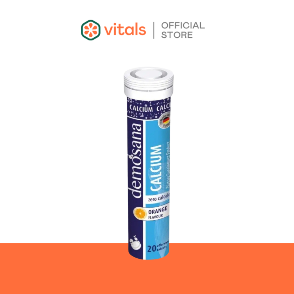 Demosana Calcium Orange flavour l เม็ดฟู่ละลายน้ำสำหรับผู้ที่ออกกำลัง ผู้สูงอายุ แคลเซียม