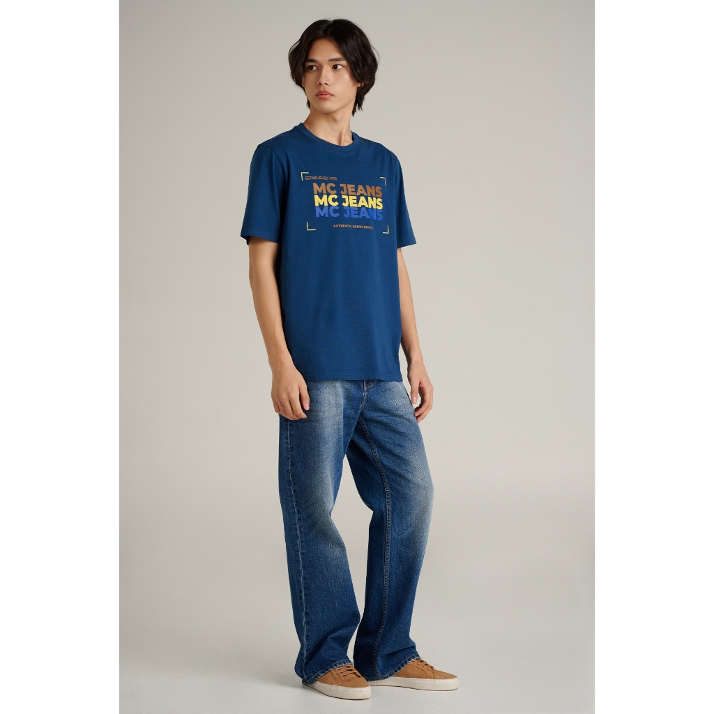 Mc jeans เสื้อยืดแขนสั้นผู้ชาย คอกลม สีน้ำเงิน MTTZ934