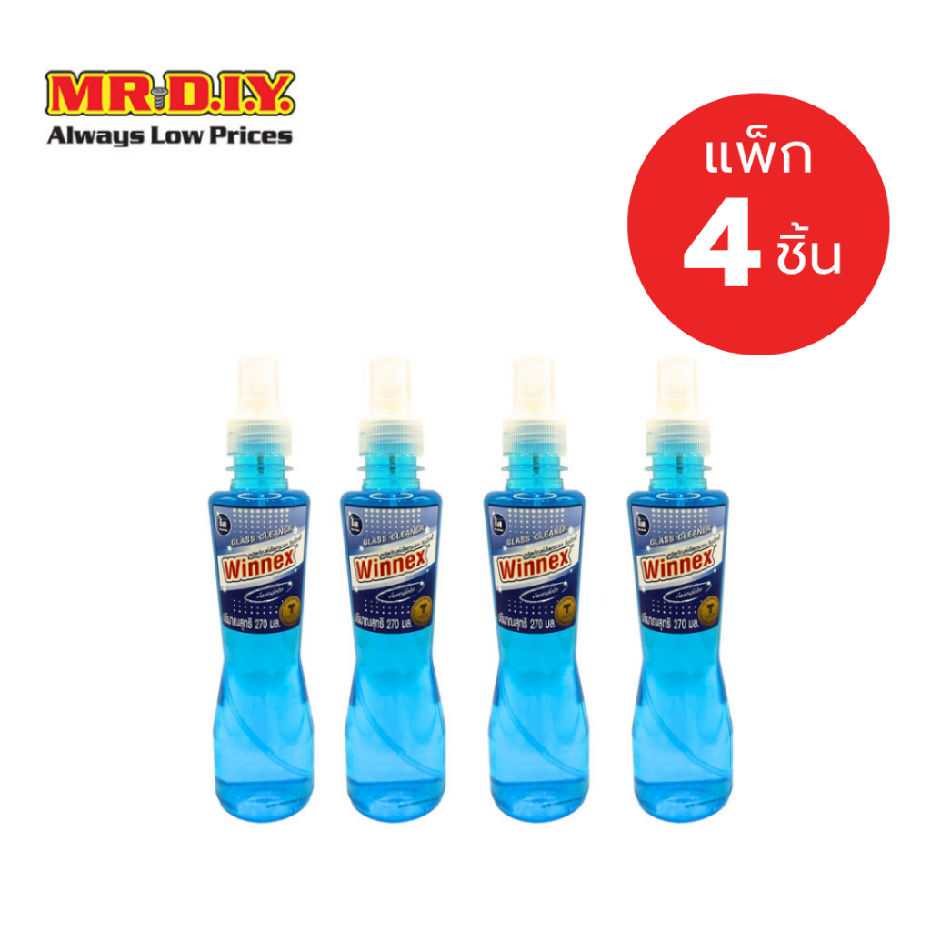 [แพ็ก 4 ชิ้น] WINNEX สเปรย์ทำความสะอาดกระจก 270 มล.