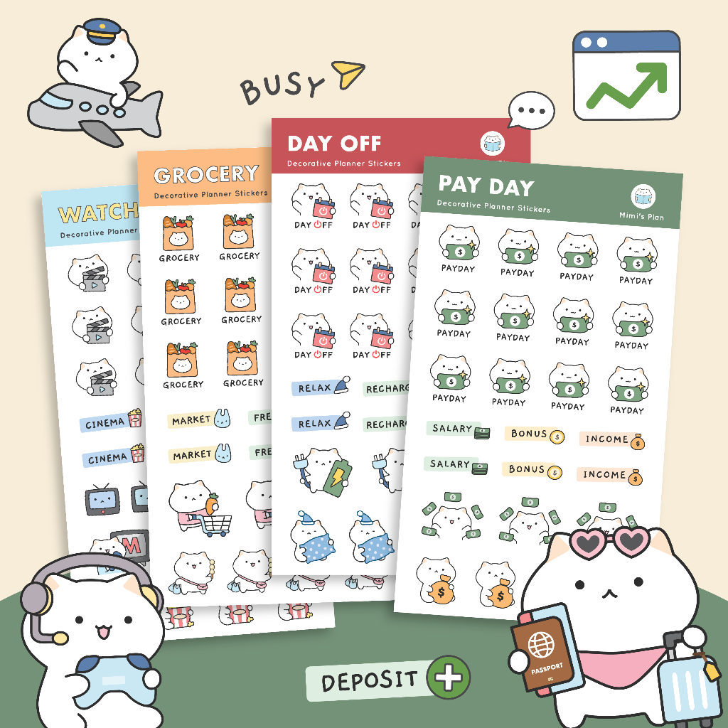 สติกเกอร์ Icon 📆 มาร์ควันสำคัญ แต่งแพลนเนอร์ ไดอารี่ สติ๊กเกอร์ Decorative Planner Sticker mimisplan