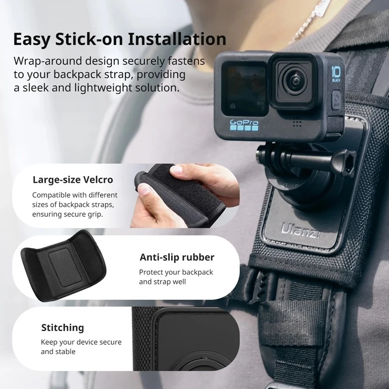 Ulanzi CO62 GO Quick ll สายรัดกระเป๋า POV ต่อกล้อง GoPro/ DJI Action 6/ Insta360 Backpack Clip Mount thumbnail 4