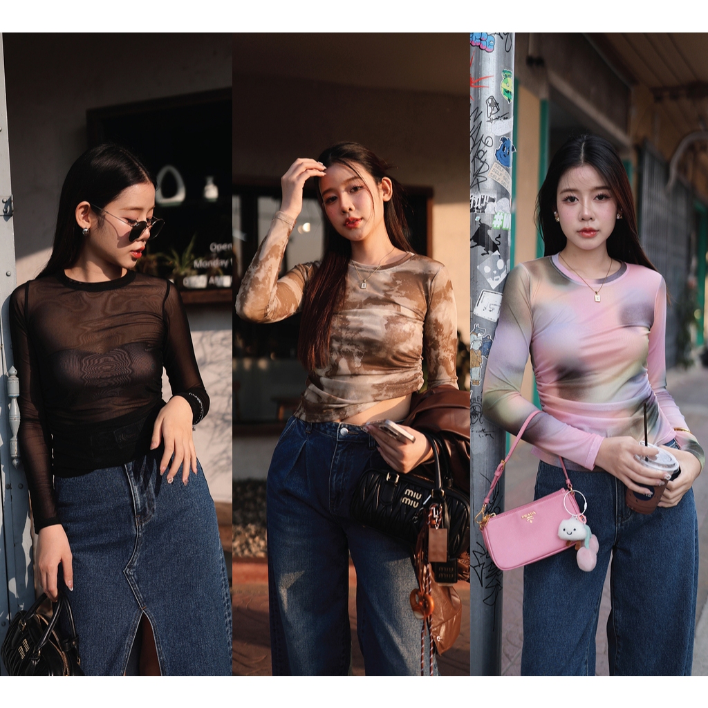 T0123022 เสื้อแขนยาวผ้าตาข่ายเล็ก - NUMBERSEVEN